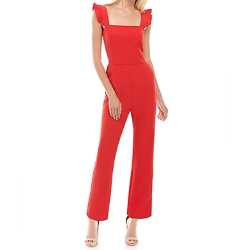 CHARLES HENRY Ruffle Strap Jumpsuit